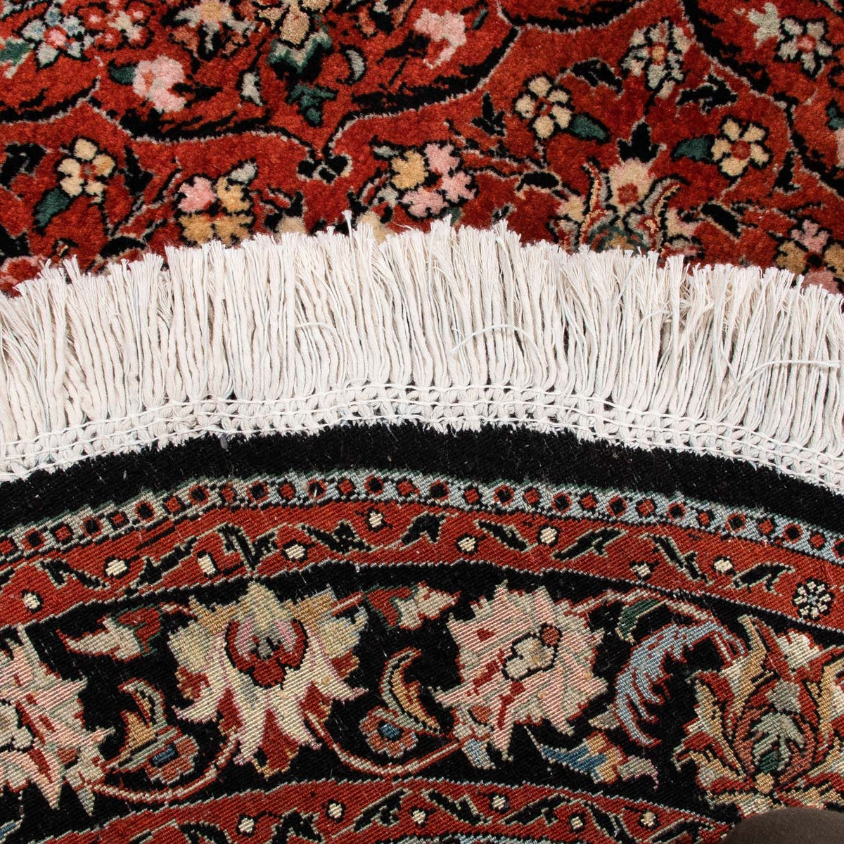 Persisk tæppe - Bijar rundt  - 127 x 127 cm - mørkerød