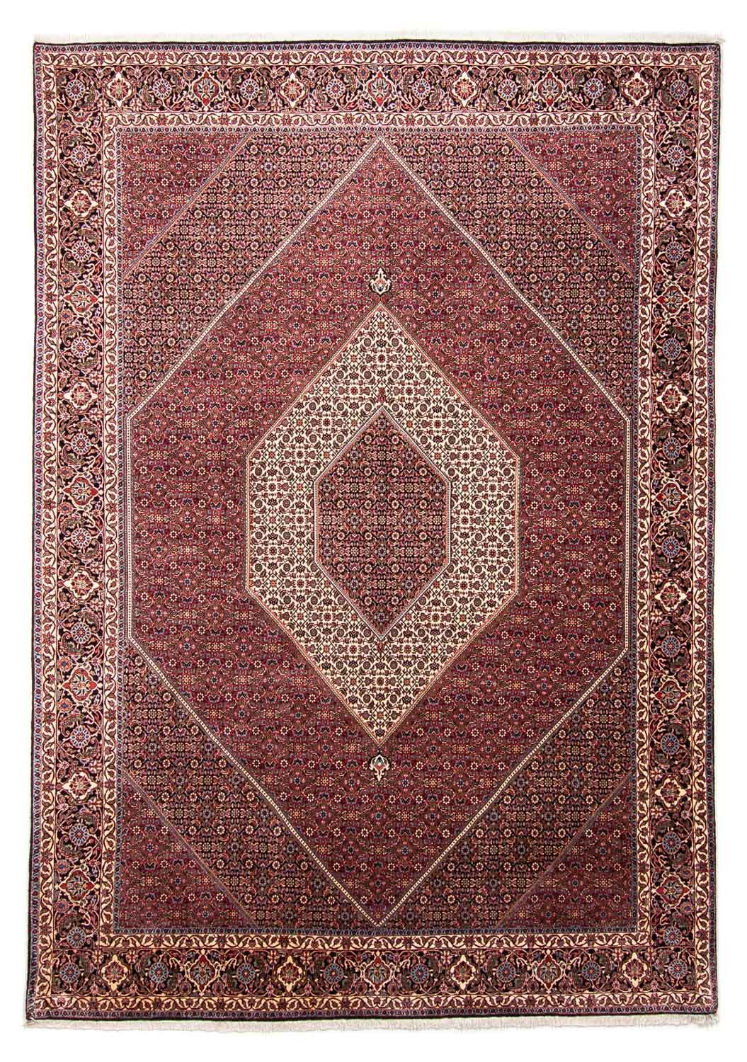 Persisk tæppe - Bijar - 352 x 252 cm - mørkerød