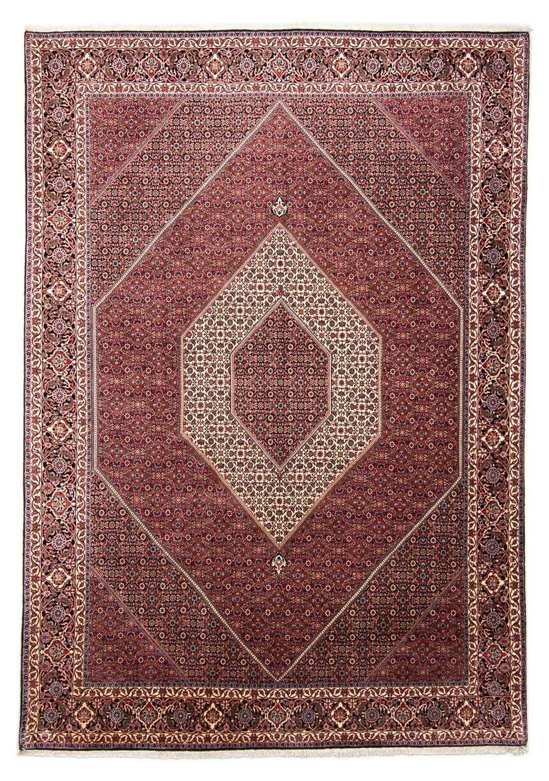 Persisk tæppe - Bijar - 352 x 252 cm - mørkerød