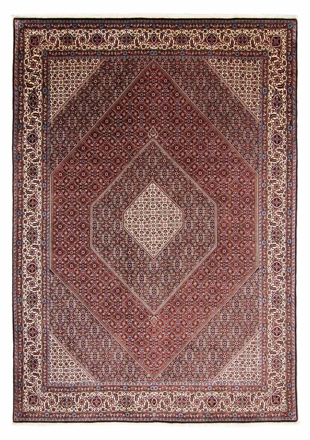 Persisk tæppe - Bijar - 350 x 251 cm - mørkerød