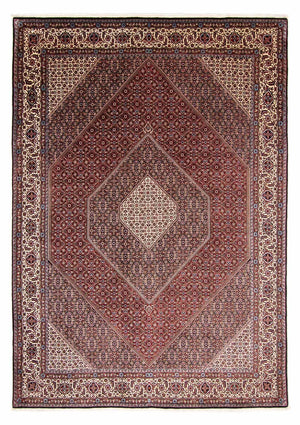 Persisk tæppe - Bijar - 350 x 251 cm - mørkerød