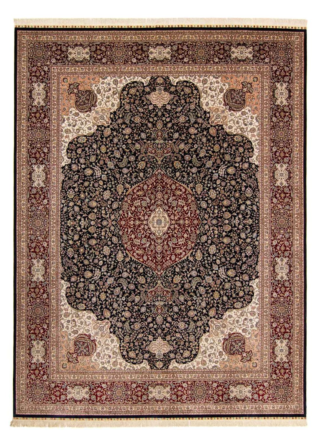 Orientalsk tæppe - Hereke - 370 x 276 cm - mørkerød