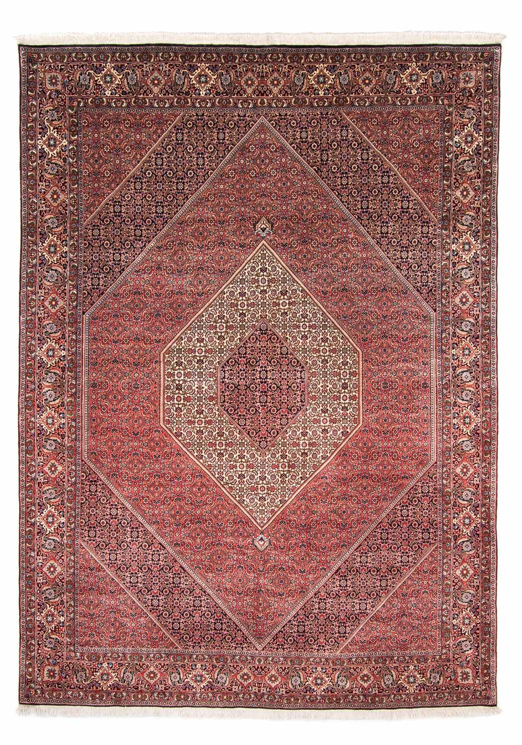 Persisk tæppe - Bijar - 348 x 252 cm - mørkerød