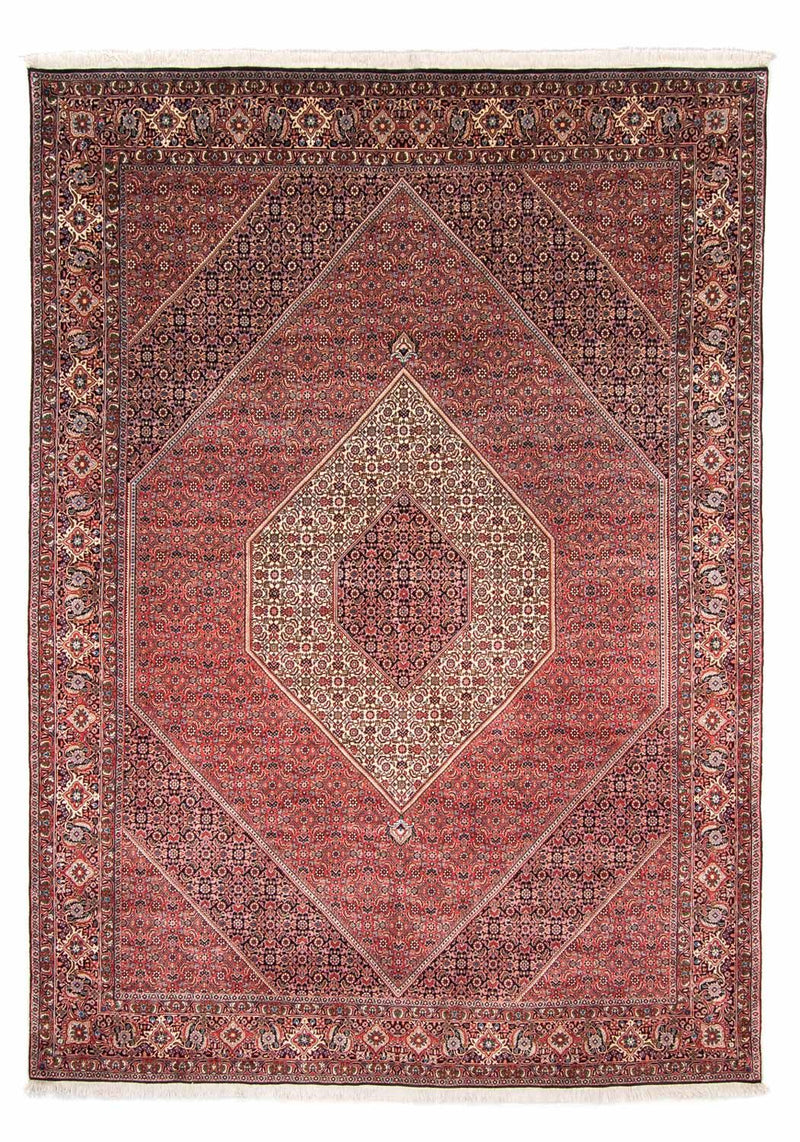 Persisk tæppe - Bijar - 348 x 252 cm - mørkerød