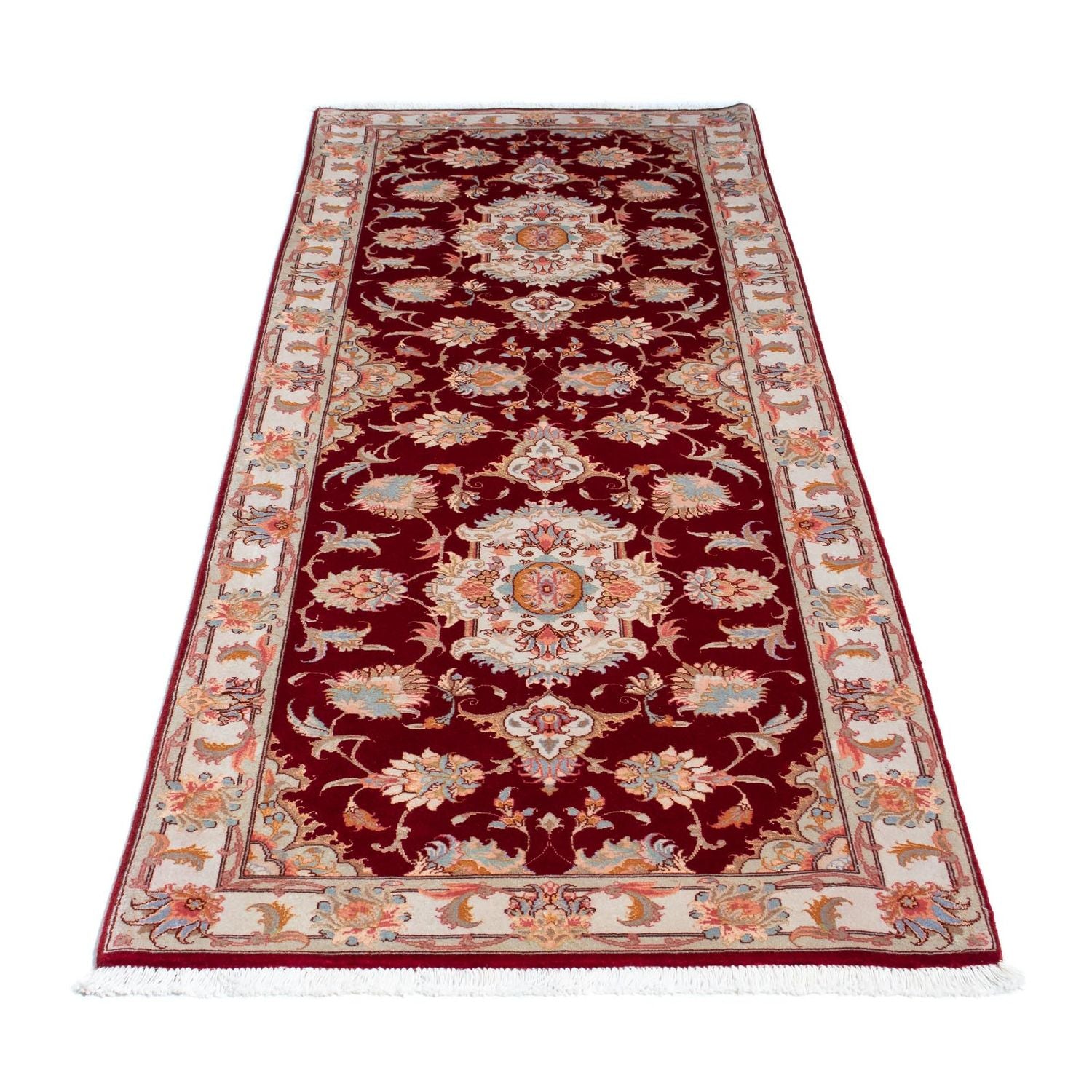 Løber Persisk tæppe - Tabriz - Royal - 208 x 80 cm - mørkerød