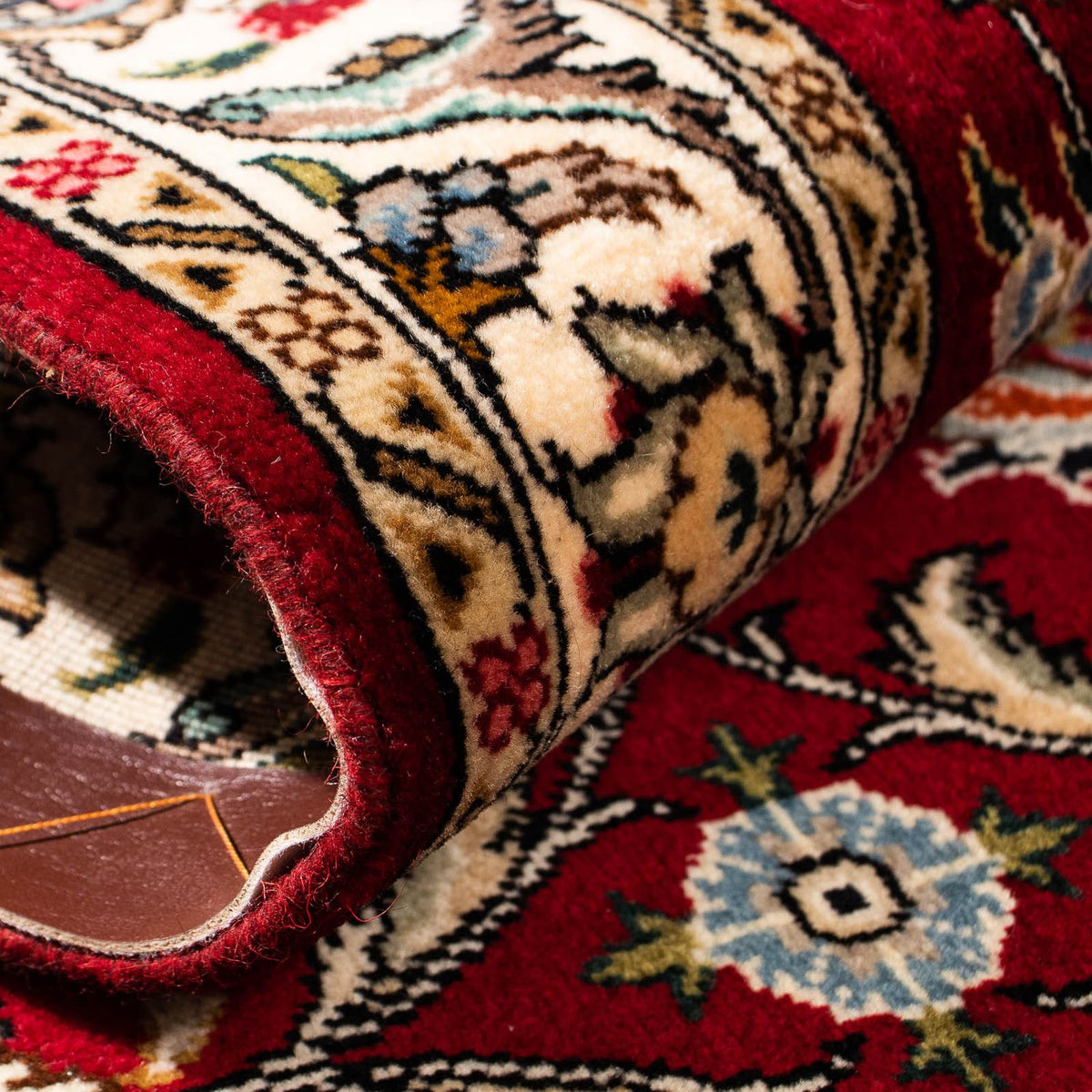 Løber Persisk tæppe - Tabriz - Royal - 312 x 77 cm - mørkerød