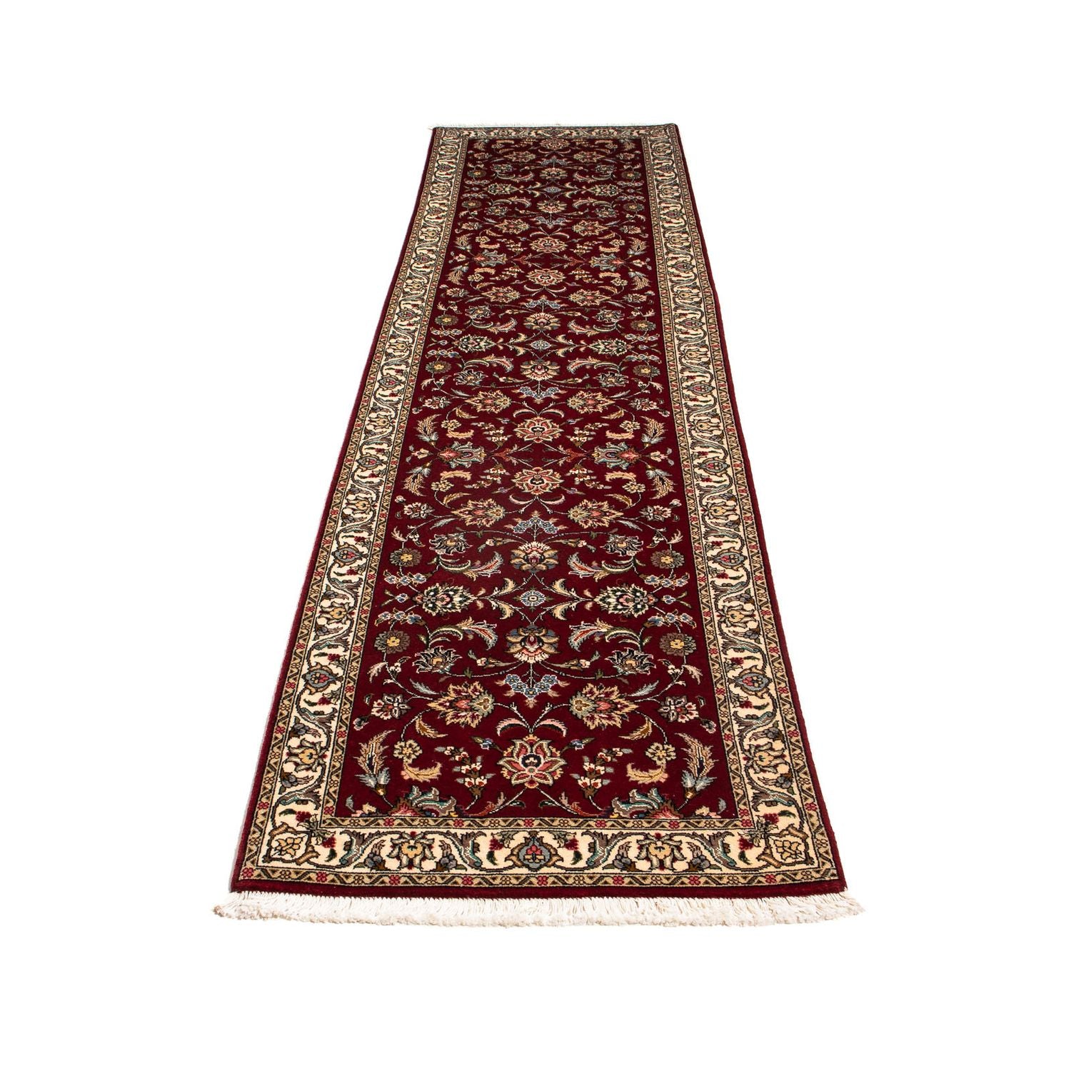 Løber Persisk tæppe - Tabriz - Royal - 312 x 77 cm - mørkerød