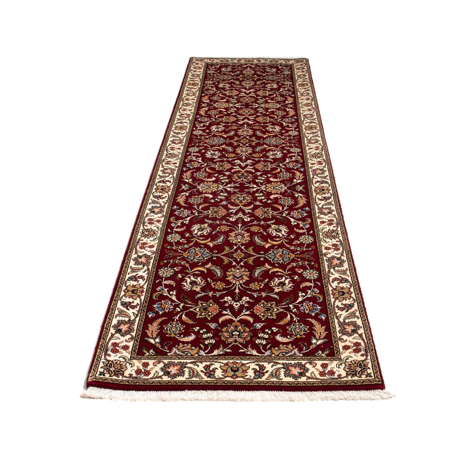 Løber Persisk tæppe - Tabriz - Royal - 322 x 85 cm - mørkerød