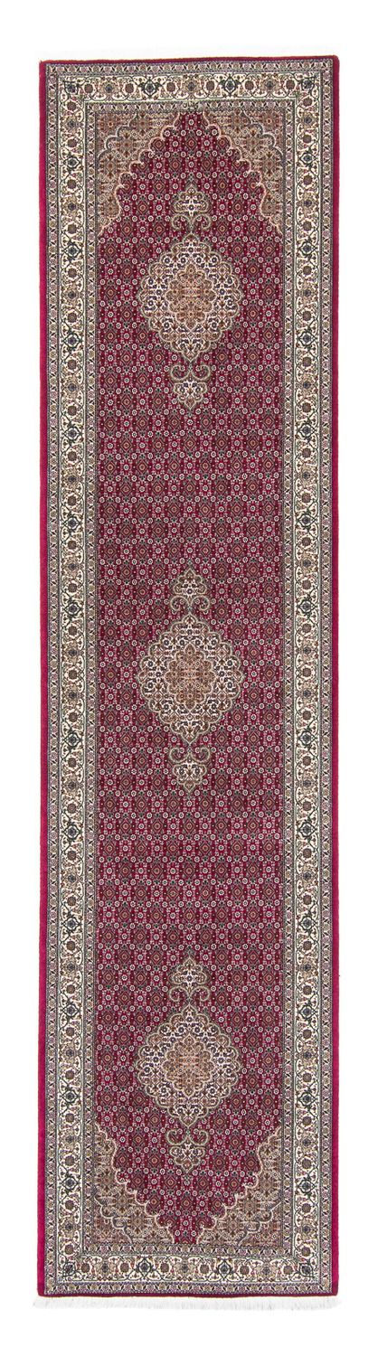 Løber Persisk tæppe - Tabriz - 343 x 82 cm - mørkerød
