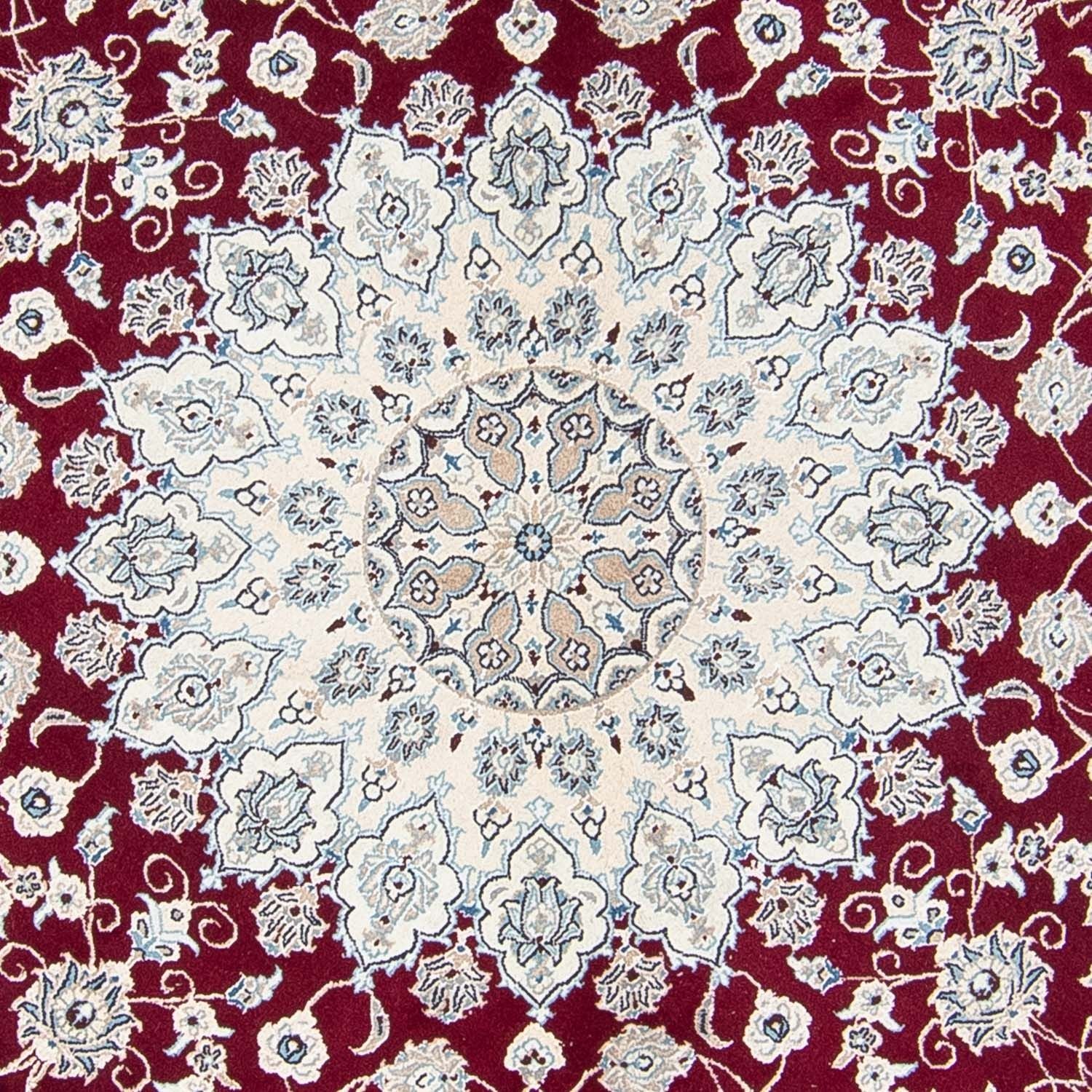 Persisk tæppe - Nain rundt  - 310 x 310 cm - mørkerød