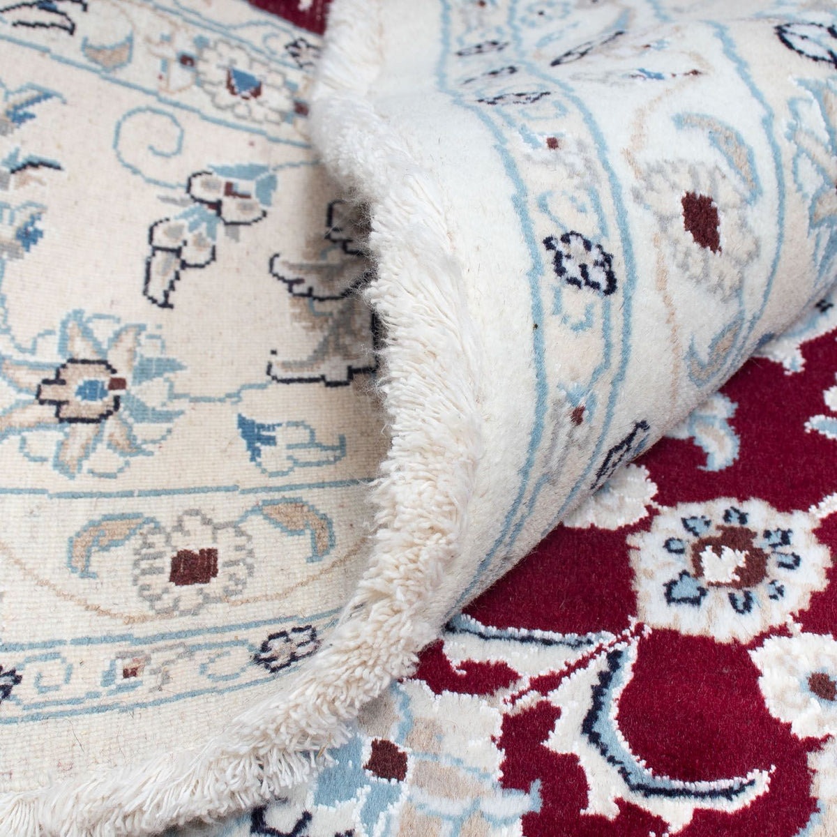 Persisk tæppe - Nain rundt  - 310 x 310 cm - mørkerød