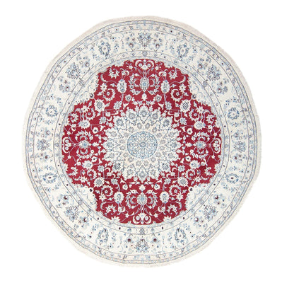 Persisk tæppe - Nain rundt  - 300 x 300 cm - mørkerød