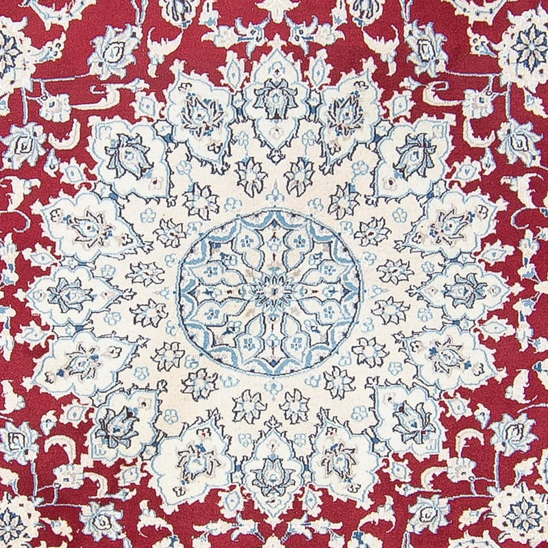 Persisk tæppe - Nain rundt  - 300 x 300 cm - mørkerød
