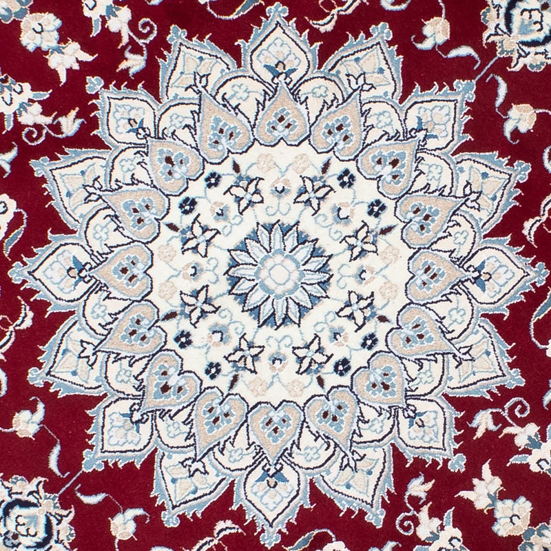 Persisk tæppe - Nain rundt  - 252 x 252 cm - mørkerød