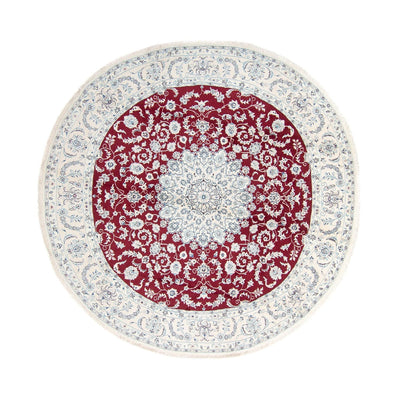 Persisk tæppe - Nain rundt  - 300 x 300 cm - mørkerød