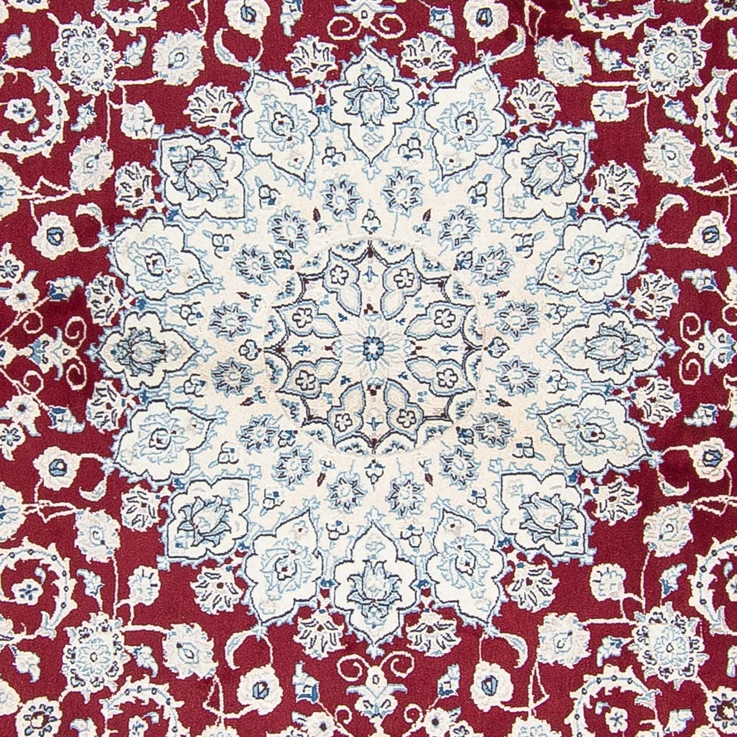 Persisk tæppe - Nain rundt  - 300 x 300 cm - mørkerød