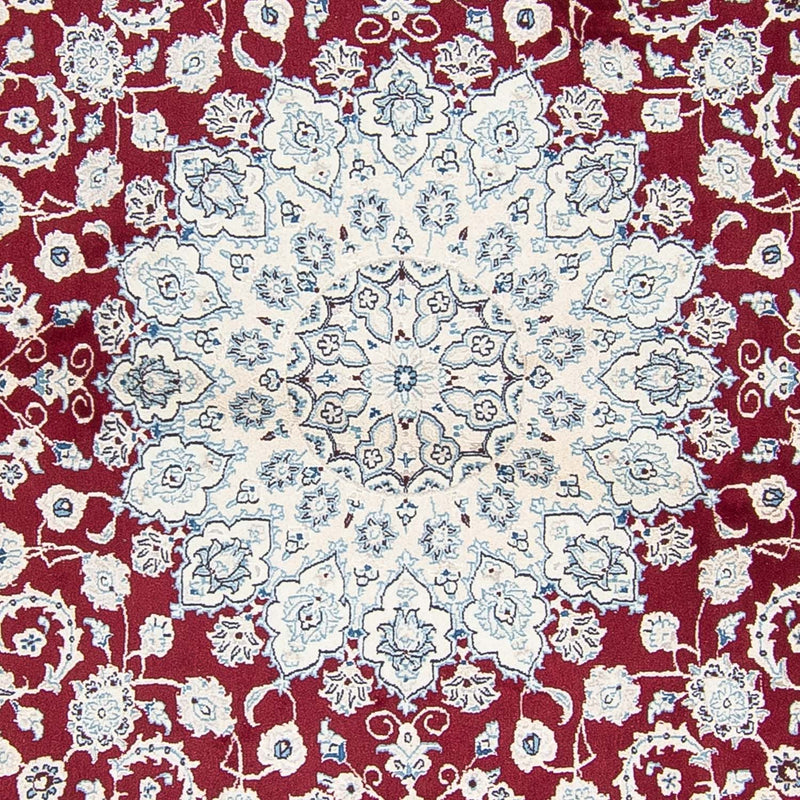 Persisk tæppe - Nain rundt  - 300 x 300 cm - mørkerød