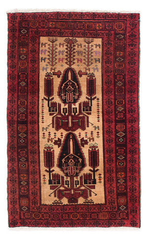 Baluch-tæppe - 135 x 82 cm - mørkerød