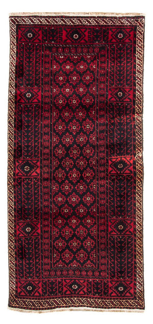 Løber Baluch-tæppe - 222 x 110 cm - mørkerød