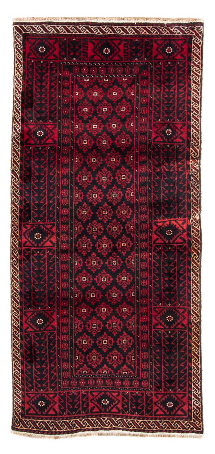 Løber Baluch-tæppe - 222 x 110 cm - mørkerød