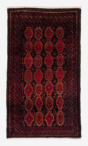 Løber Baluch-tæppe - 185 x 110 cm - mørkerød