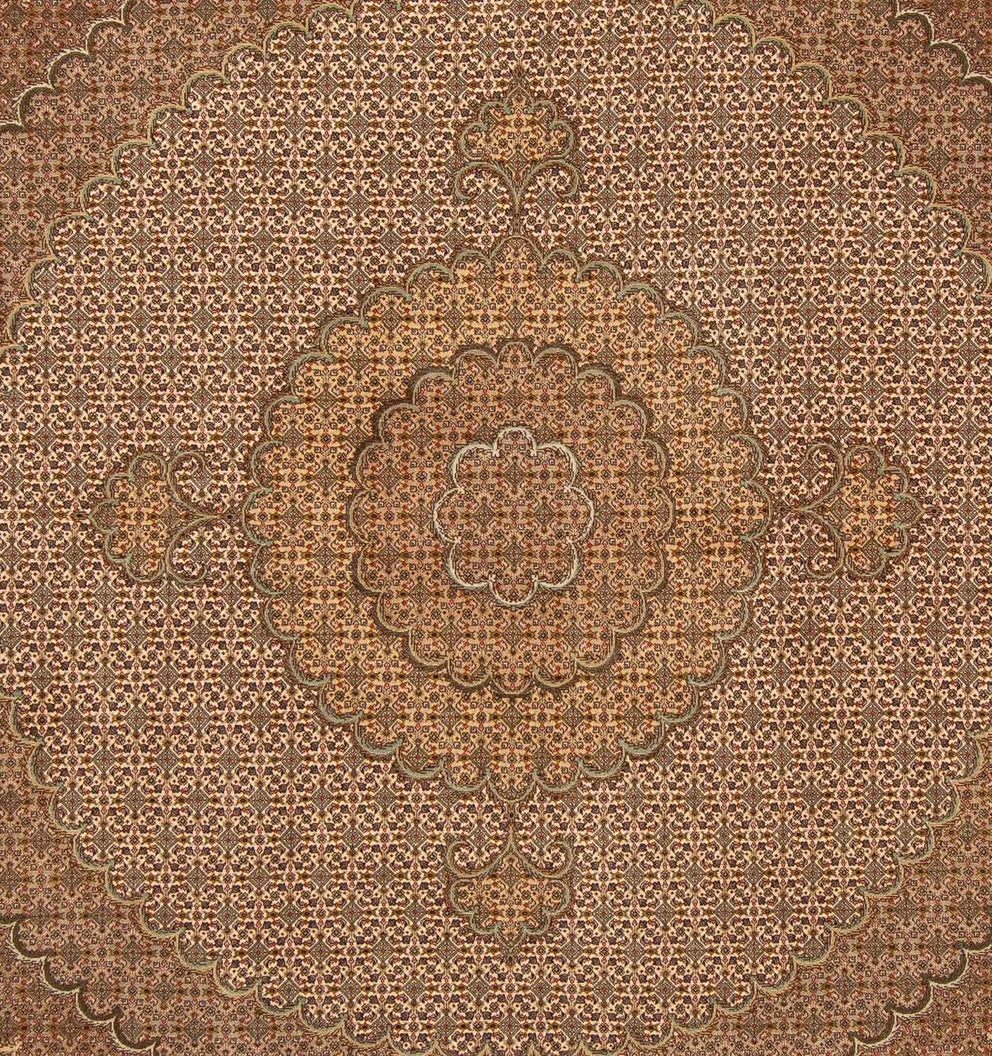 Persisk tæppe - Tabriz firkantet  - 208 x 204 cm - lys brun