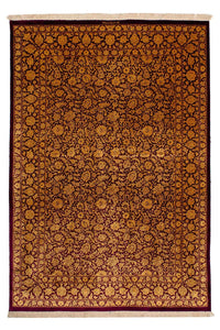 Silketæppe - Ghom Silk - Premium - 216 x 132 cm - mørkeblå