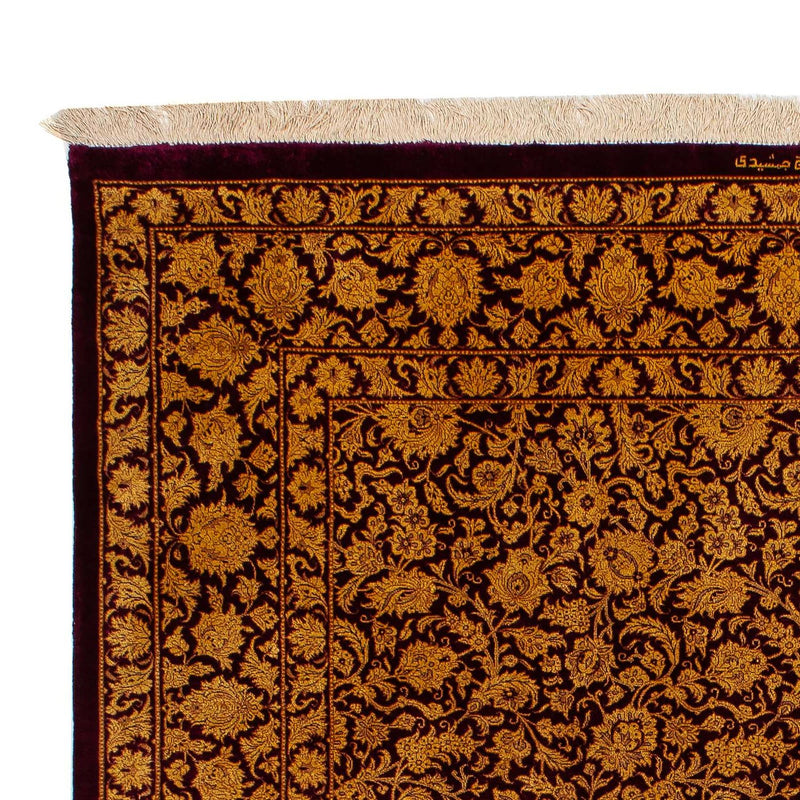 Silketæppe - Ghom Silk - Premium - 216 x 132 cm - mørkeblå