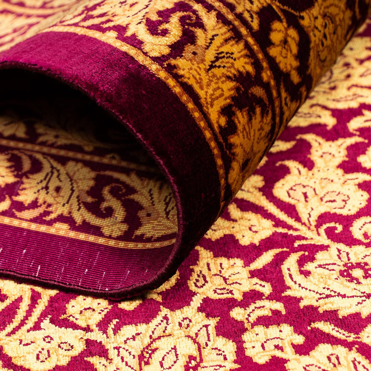 Silketæppe - Ghom Silk - Premium - 216 x 132 cm - mørkeblå