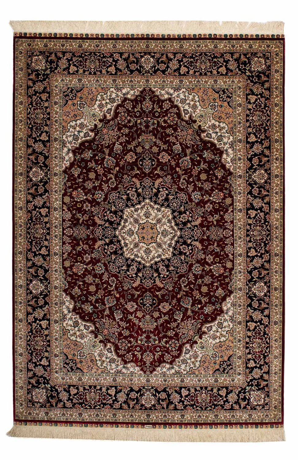 Persisk tæppe - Ghom - 197 x 133 cm - mørkerød