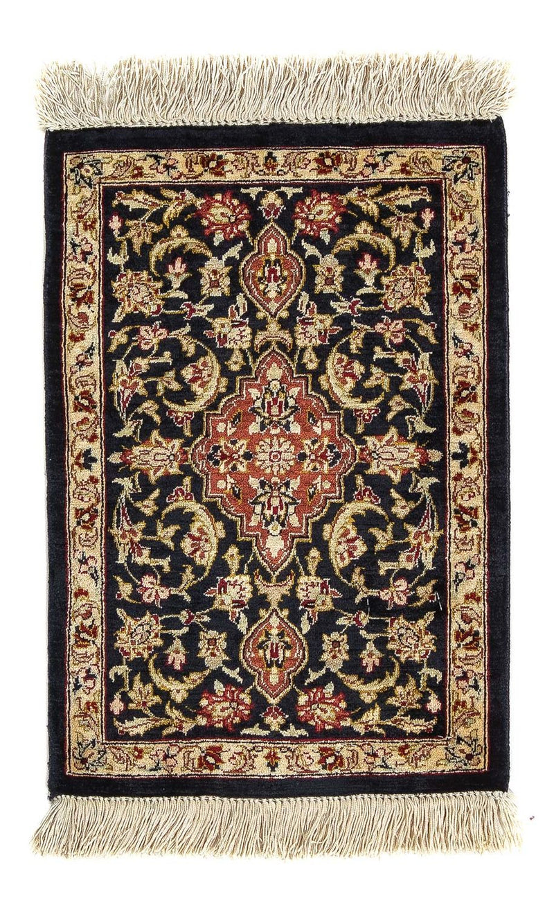 Silketæppe - Ghom Silk - Premium - 42 x 28 cm - mørkeblå