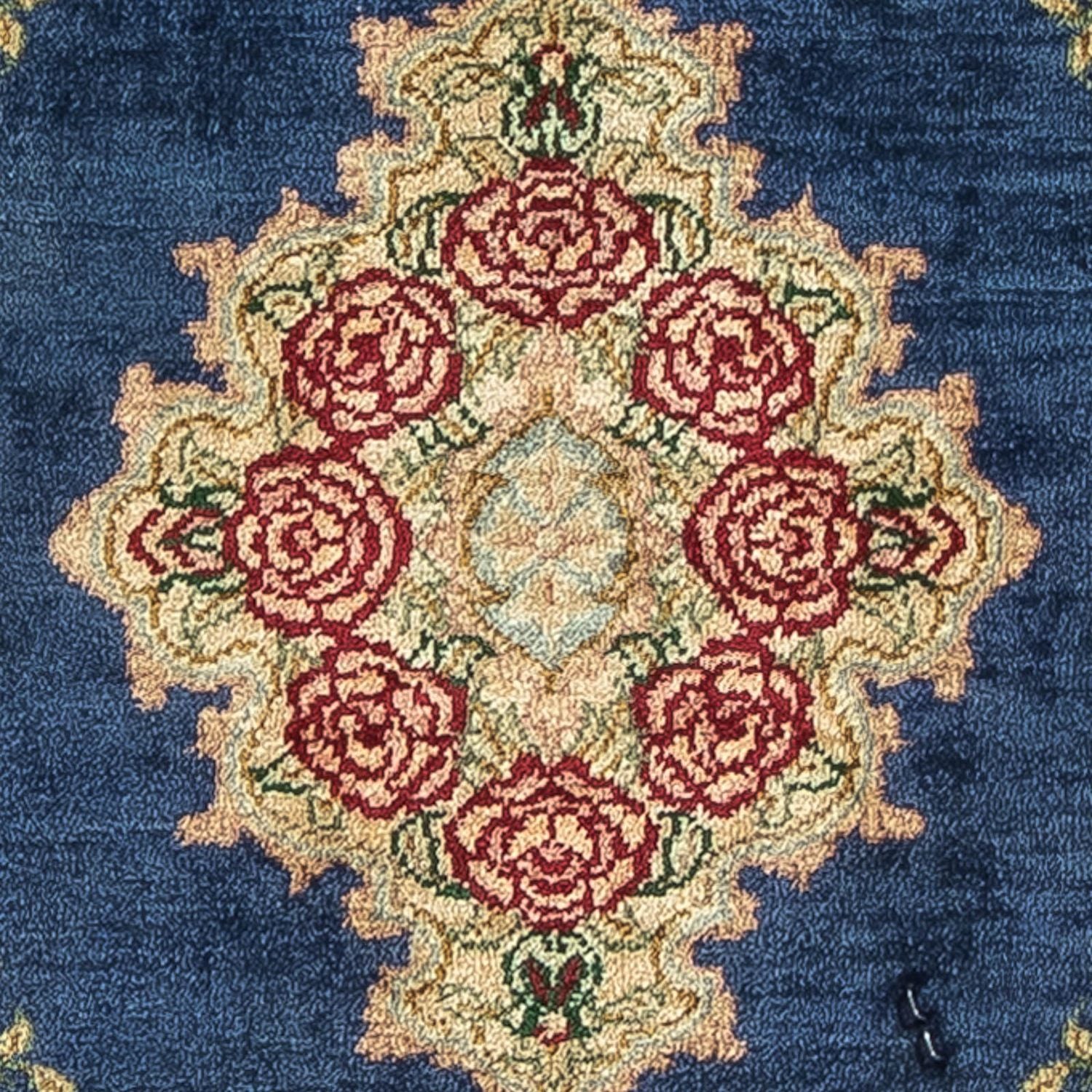 Silketæppe - Ghom Silk - Premium - 39 x 28 cm - mørkeblå