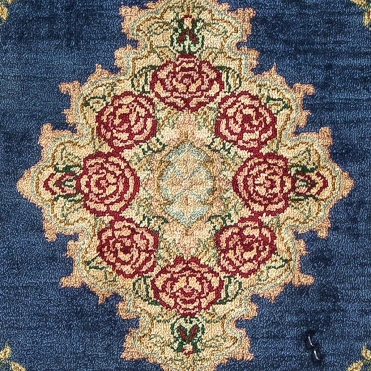 Silketæppe - Ghom Silk - Premium - 39 x 28 cm - mørkeblå
