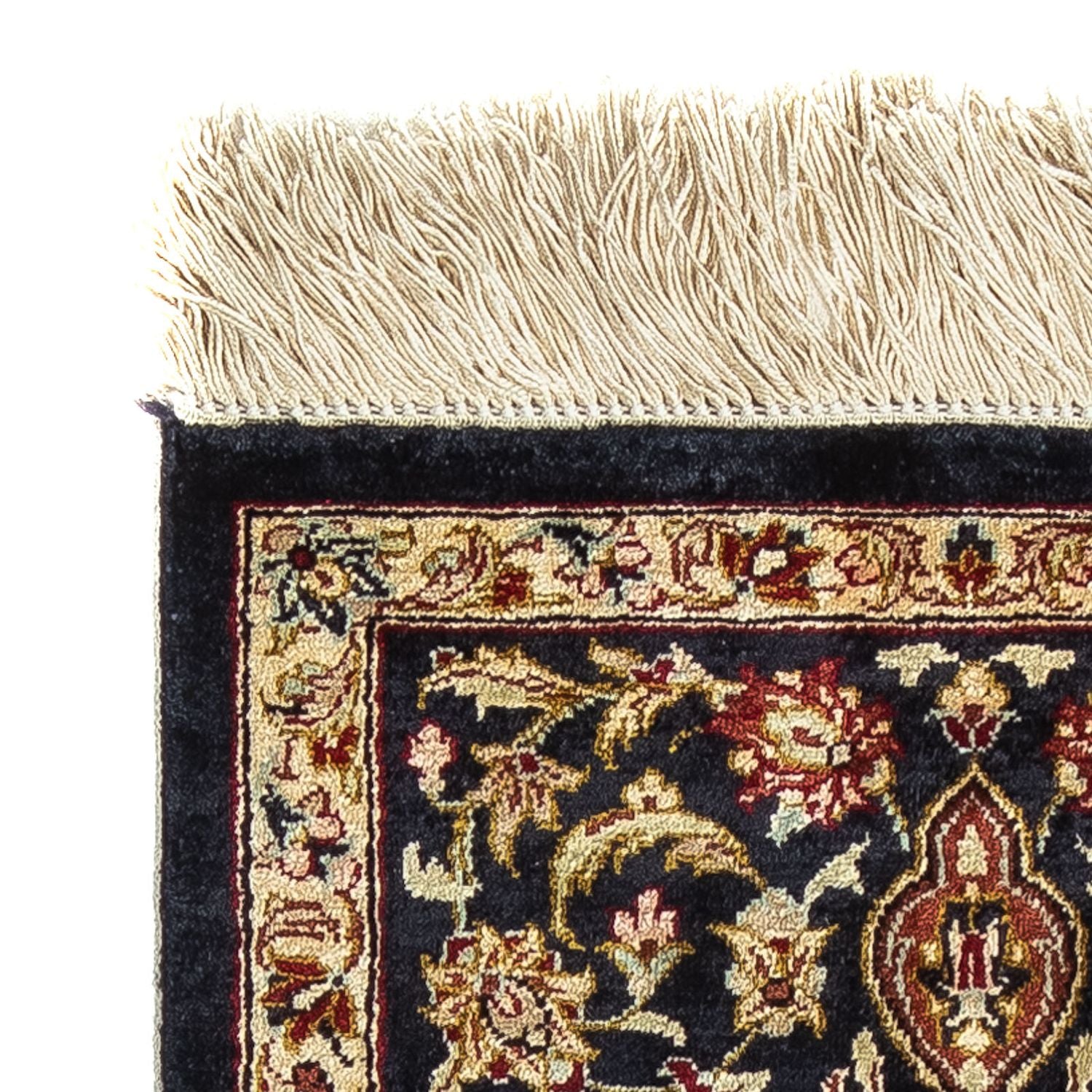 Silketæppe - Ghom Silk - Premium - 41 x 28 cm - mørkeblå