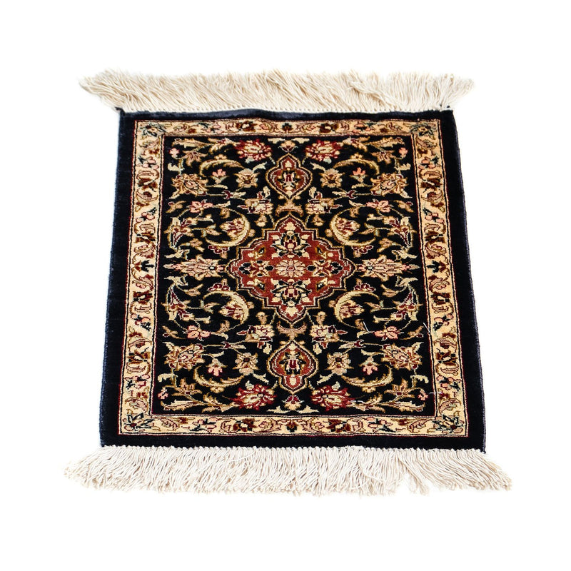 Silketæppe - Ghom Silk - Premium - 41 x 28 cm - mørkeblå