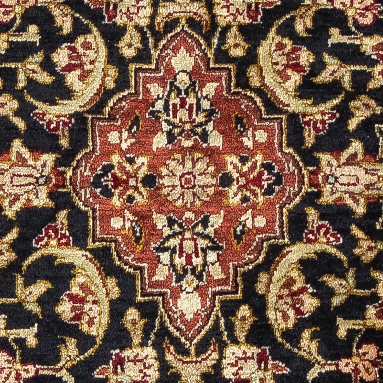Silketæppe - Ghom Silk - Premium - 41 x 28 cm - mørkeblå