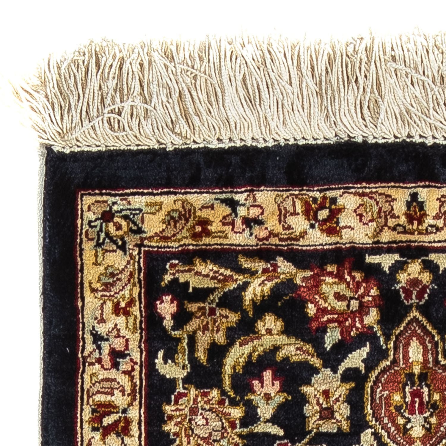 Silketæppe - Ghom Silk - Premium - 41 x 28 cm - mørkeblå