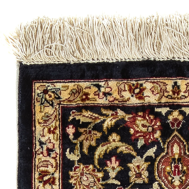 Silketæppe - Ghom Silk - Premium - 41 x 28 cm - mørkeblå