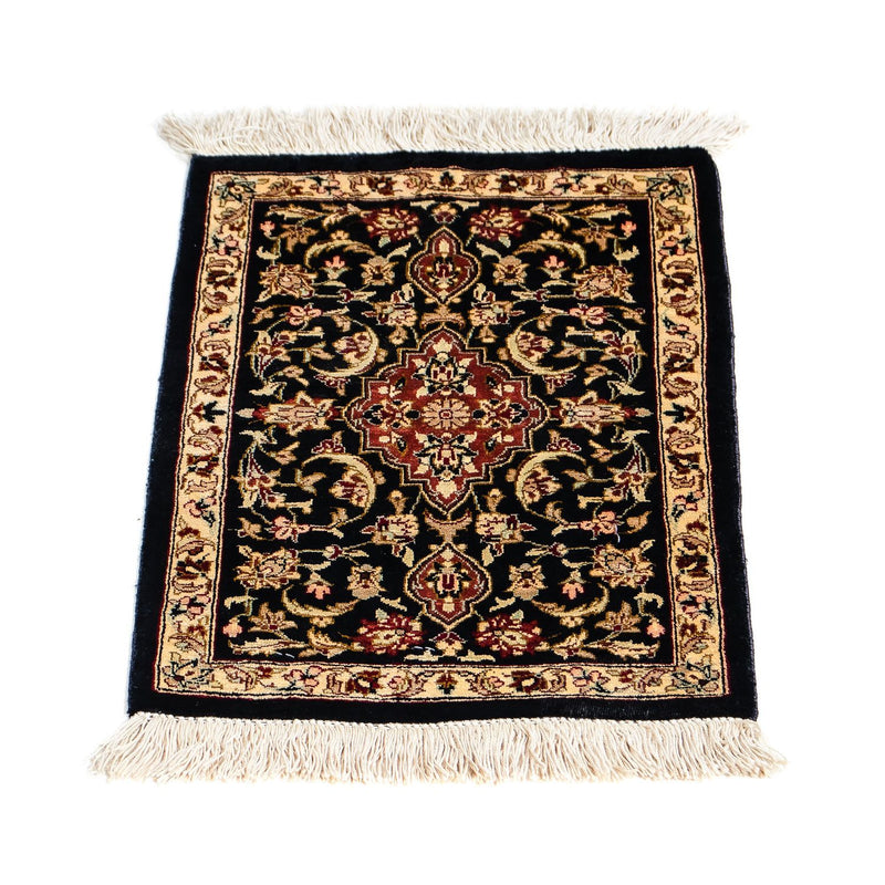 Silketæppe - Ghom Silk - Premium - 41 x 28 cm - mørkeblå