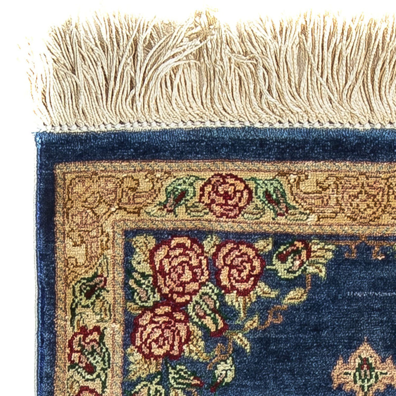 Silketæppe - Ghom Silk - Premium - 40 x 28 cm - mørkeblå