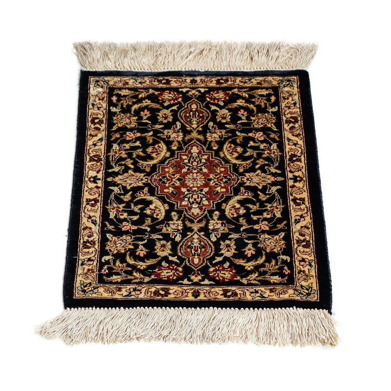 Silketæppe - Ghom Silk - Premium - 41 x 28 cm - mørkeblå