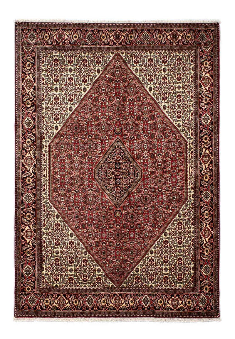 Persisk tæppe - Bijar - 242 x 171 cm - mørkerød