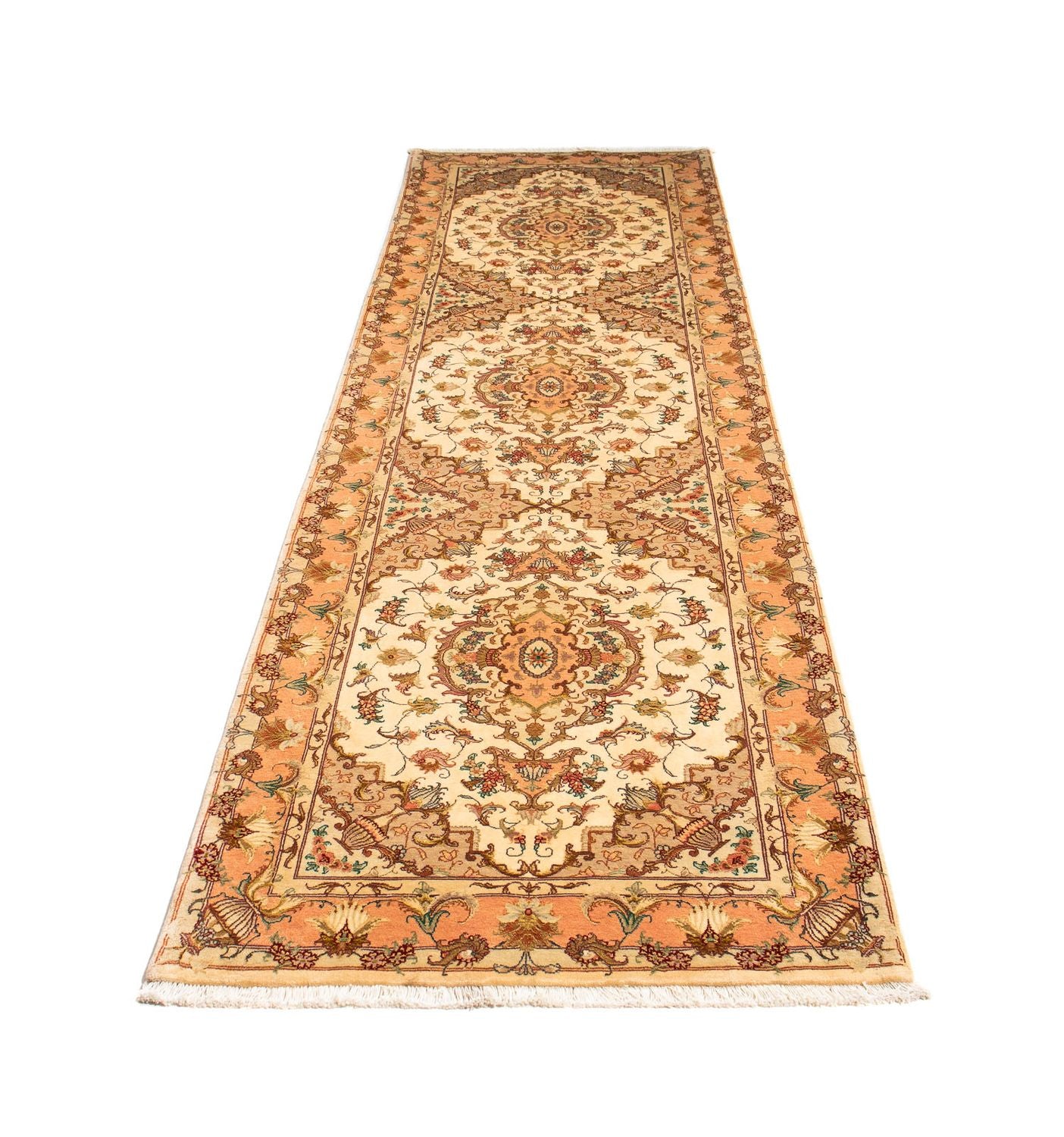 Løber Persisk tæppe - Tabriz - Royal - 314 x 87 cm - lys brun