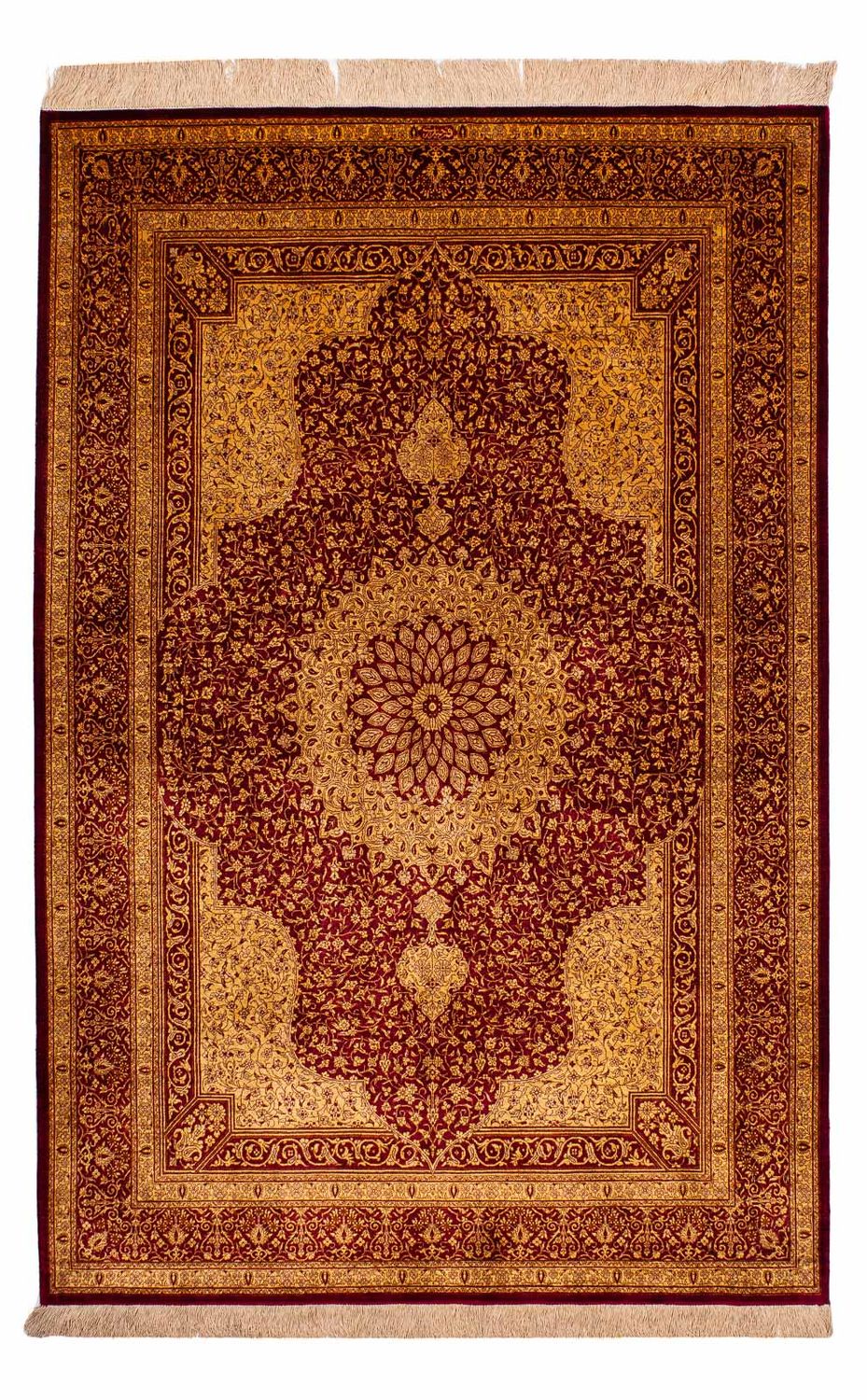 Silketæppe - Ghom Silk - Premium - 188 x 130 cm - beige