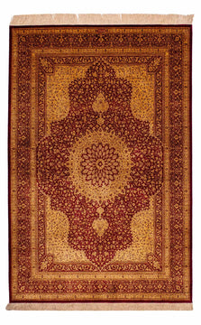 Qom silke Tæppe 188x130cm - Persisk tæppe