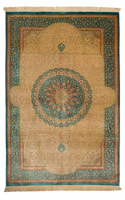 Silketæppe - Ghom Silk - Premium - 188 x 130 cm - beige