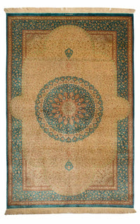 Silketæppe - Ghom Silk - Premium - 188 x 130 cm - beige