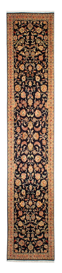 Løber Persisk tæppe - Tabriz - Royal - 295 x 65 cm - mørkeblå