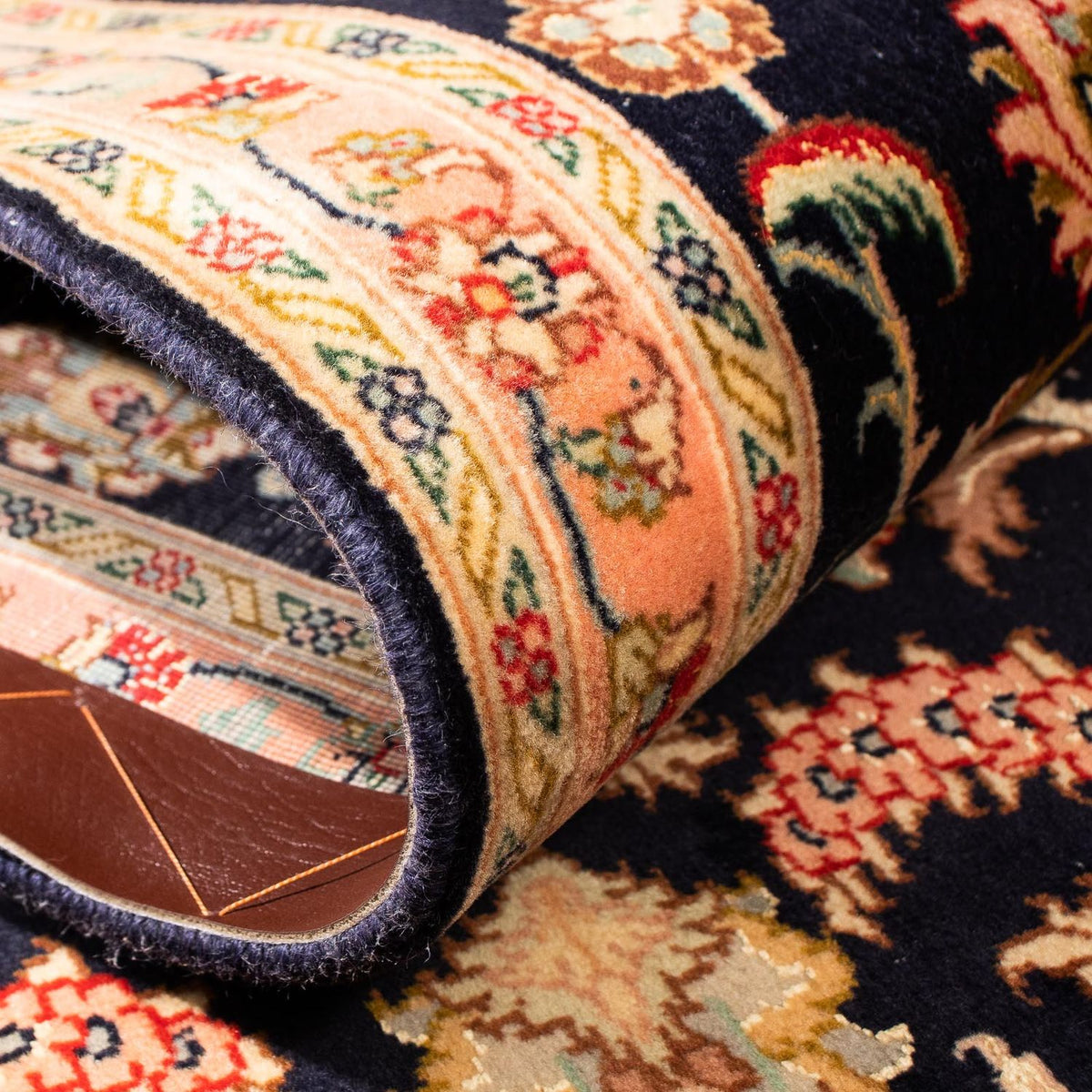 Løber Persisk tæppe - Tabriz - Royal - 295 x 65 cm - mørkeblå