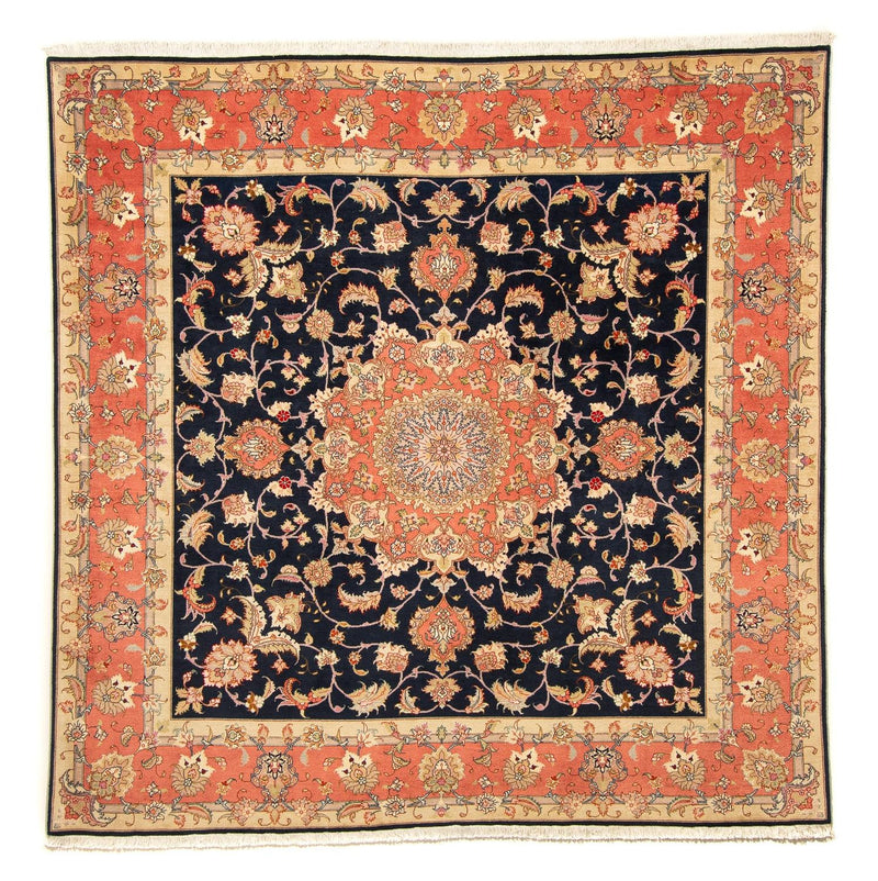 Persisk tæppe - Tabriz - Royal firkantet  - 202 x 202 cm - mørkeblå